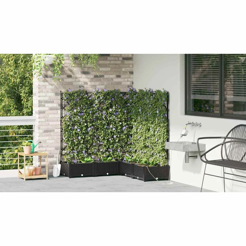 Macetero De Jardín 5 Uds. Negro 120 X 120 X 126 Cm Pp