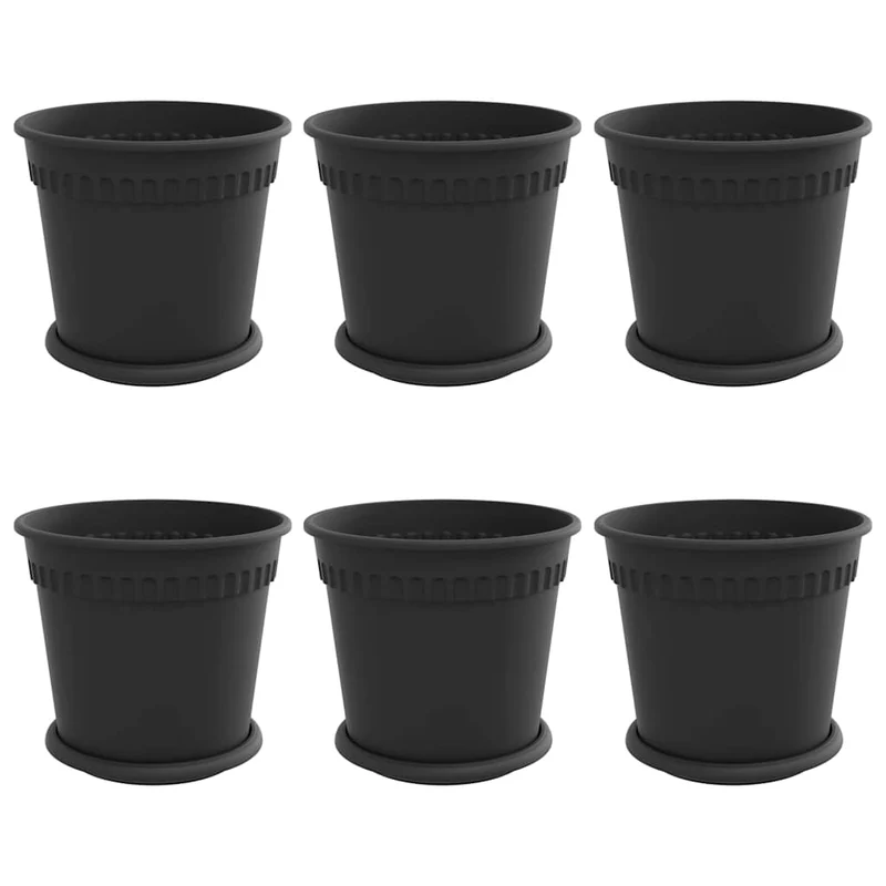 Macetas 6 Uds. Negro Plástico