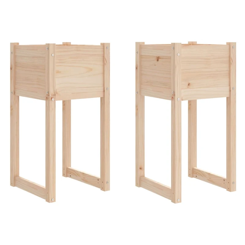Jardinera 2 Unidades Madera Maciza De Pino 40x40x81 Cm