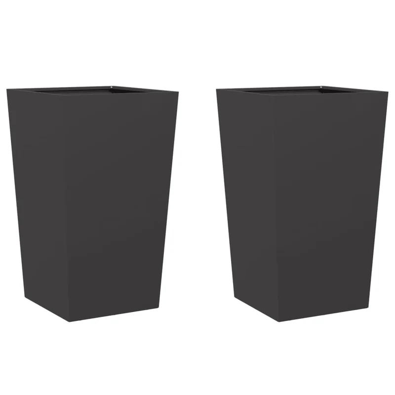 Jardineras 2 Uds Acero Negro 45x45x75 Cm