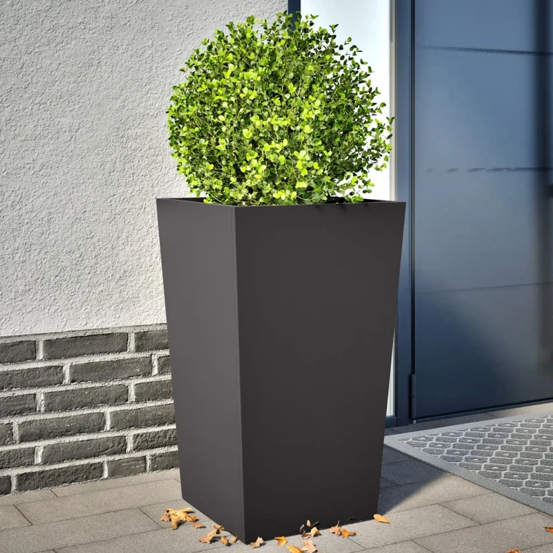 Jardineras 2 Uds Acero Negro 45x45x75 Cm