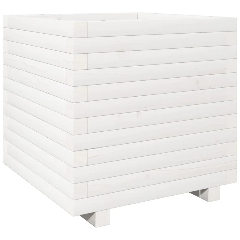 Jardinera Madera Maciza De Pino Blanco 50x50x49,5 Cm