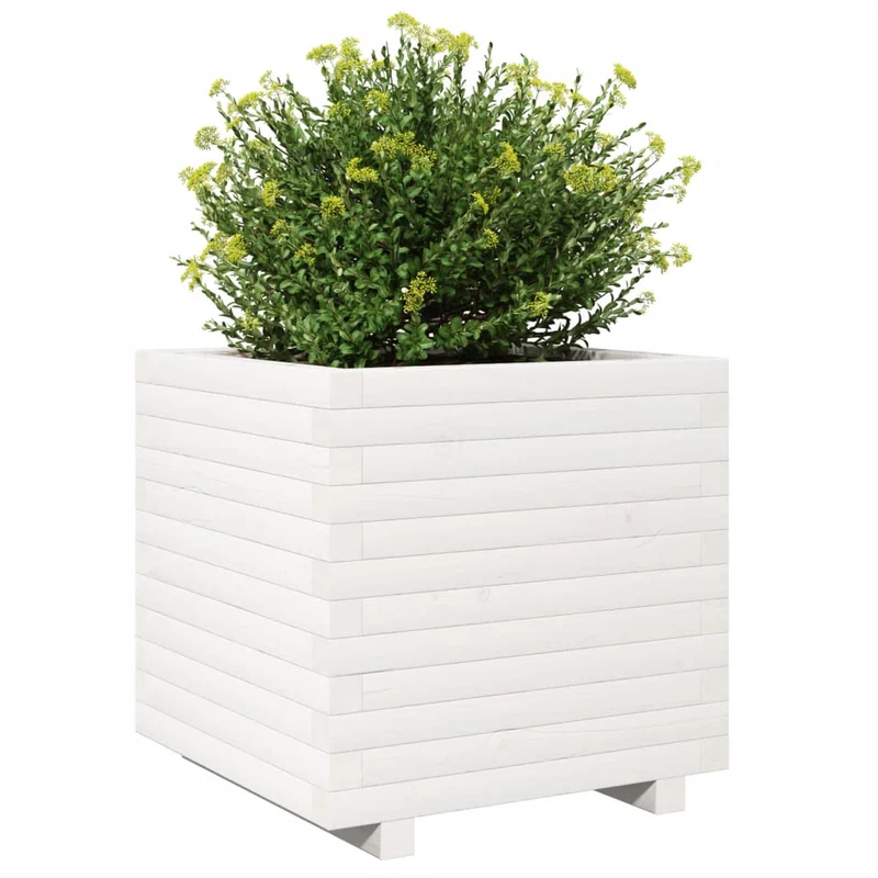 Jardinera Madera Maciza De Pino Blanco 50x50x49,5 Cm