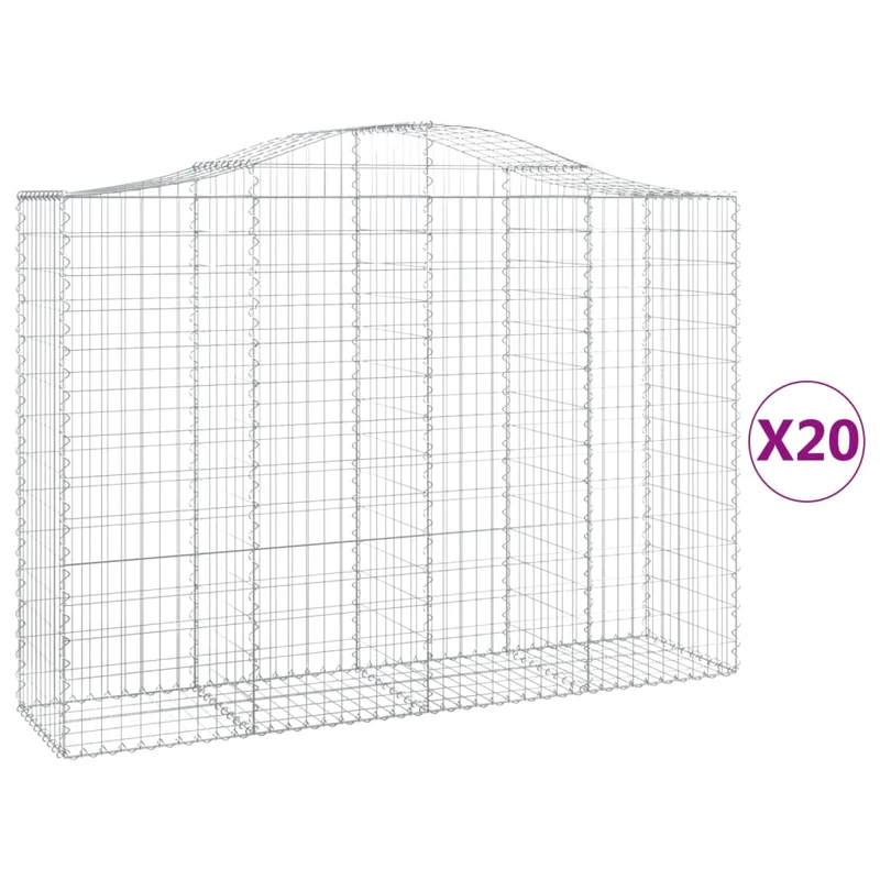 Cestas Gaviones 20 Uds Forma De Arco Hierro 200x50x140/160 Cm
