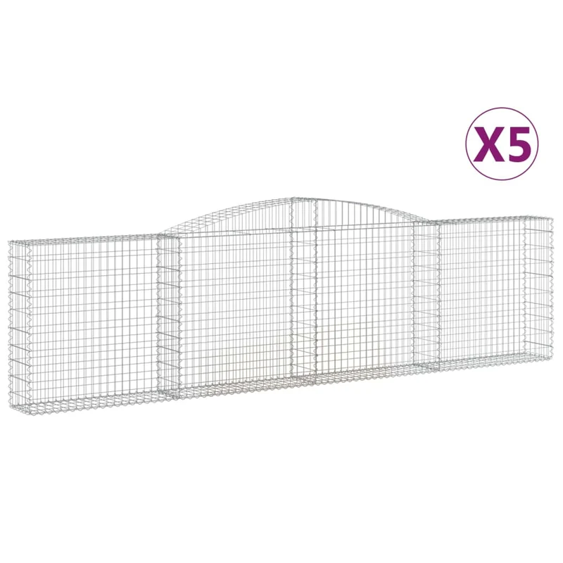 Cestas De Gaviones 5 Uds Forma De Arco Hierro 400x30x100/120 Cm