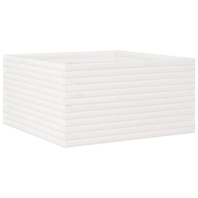 Jardinera De Madera Maciza De Pino Blanca 90x90x46 Cm