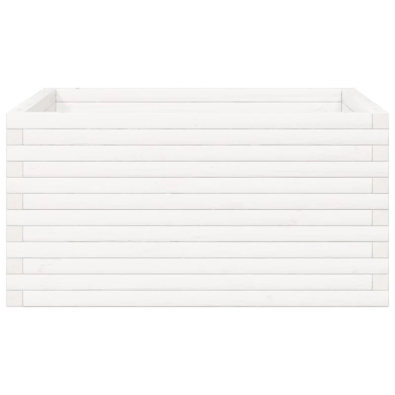 Jardinera De Madera Maciza De Pino Blanca 90x90x46 Cm