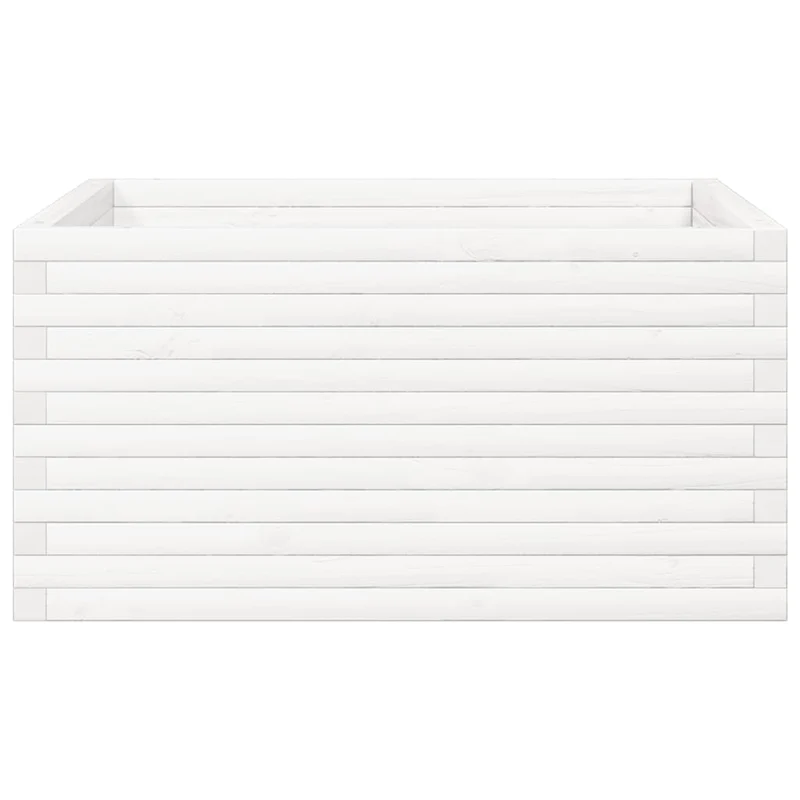 Jardinera De Madera Maciza De Pino Blanca 90x90x46 Cm