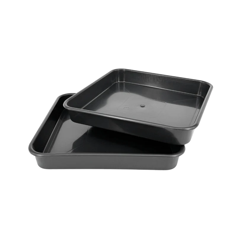 Pack 50 Platos Cuadrados Negros 15x15 Cm | Sin Agujeros, Plástico Grueso – Para Macetas, Drenaje Y Germinación