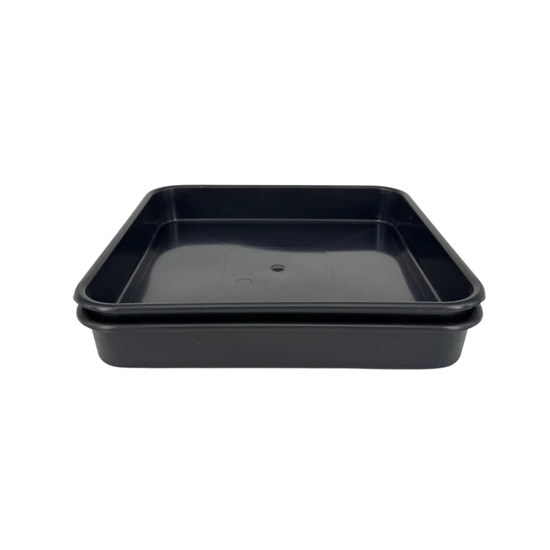 Pack 50 Platos Cuadrados Negros 15x15 Cm | Sin Agujeros, Plástico Grueso – Para Macetas, Drenaje Y Germinación