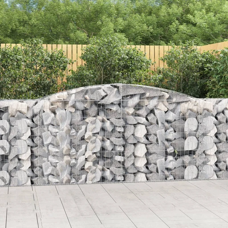 Cestas De Gaviones 3 Uds Forma De Arco Hierro 400x50x100/120 Cm