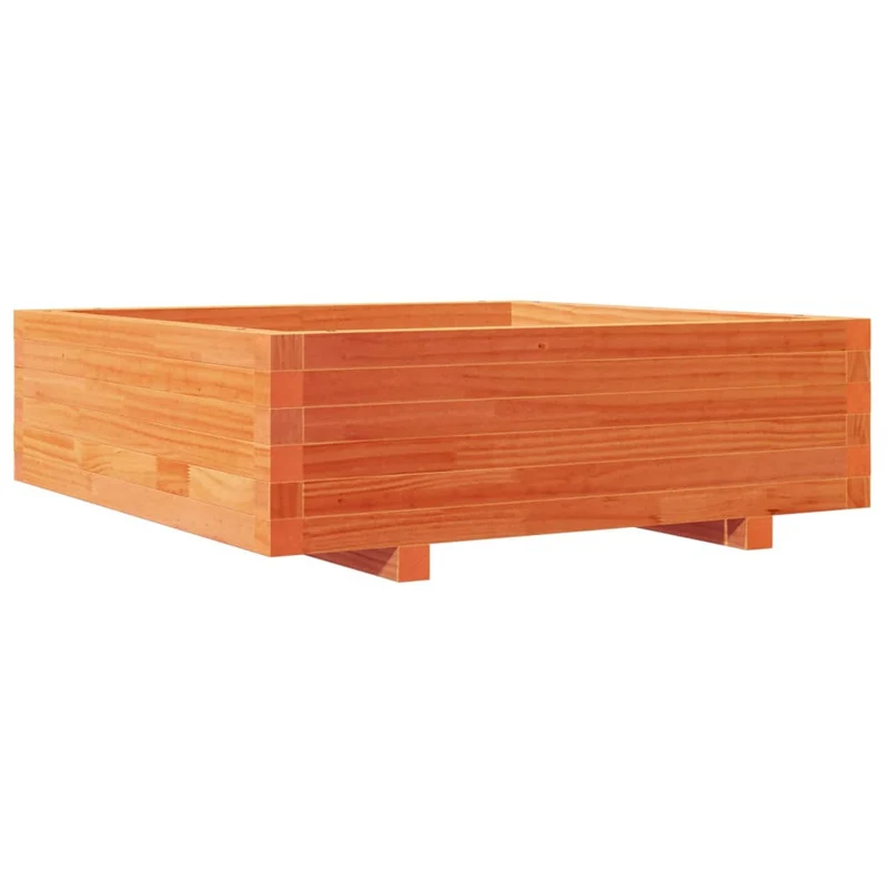 Jardinera De Madera Maciza De Pino Marrón Cera 80x80x26,5 Cm