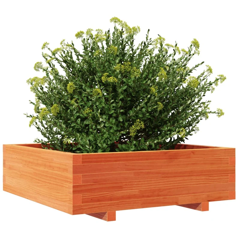Jardinera De Madera Maciza De Pino Marrón Cera 80x80x26,5 Cm
