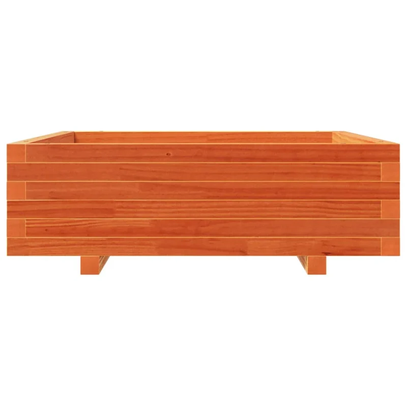 Jardinera De Madera Maciza De Pino Marrón Cera 80x80x26,5 Cm