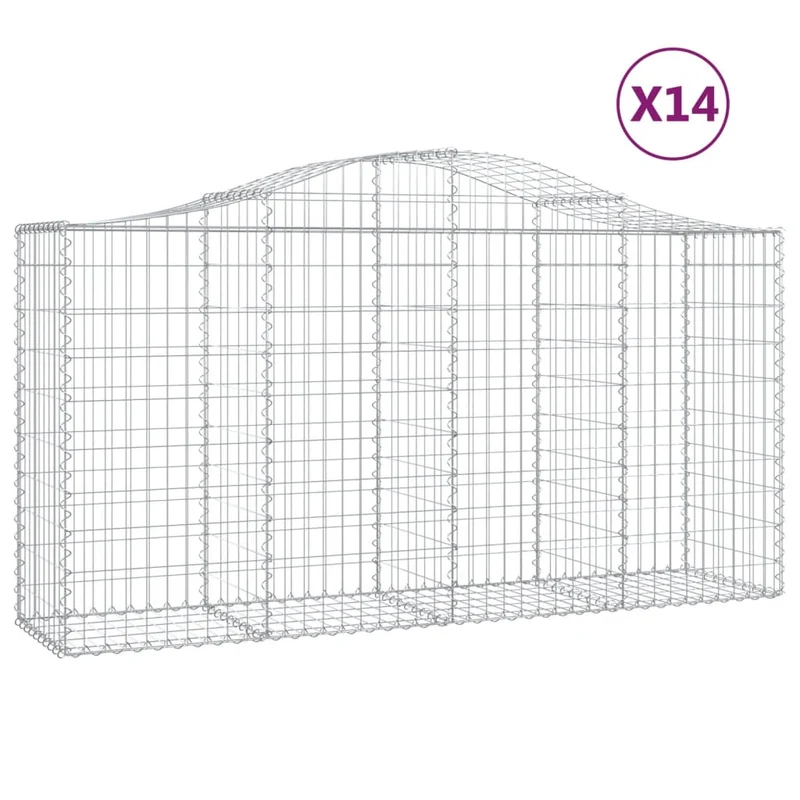 Cestas De Gaviones 14 Uds Forma De Arco Hierro 200x50x100/120cm