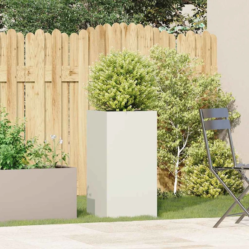 Jardinera De Acero Laminado En Frío Blanco 40x40x80 Cm