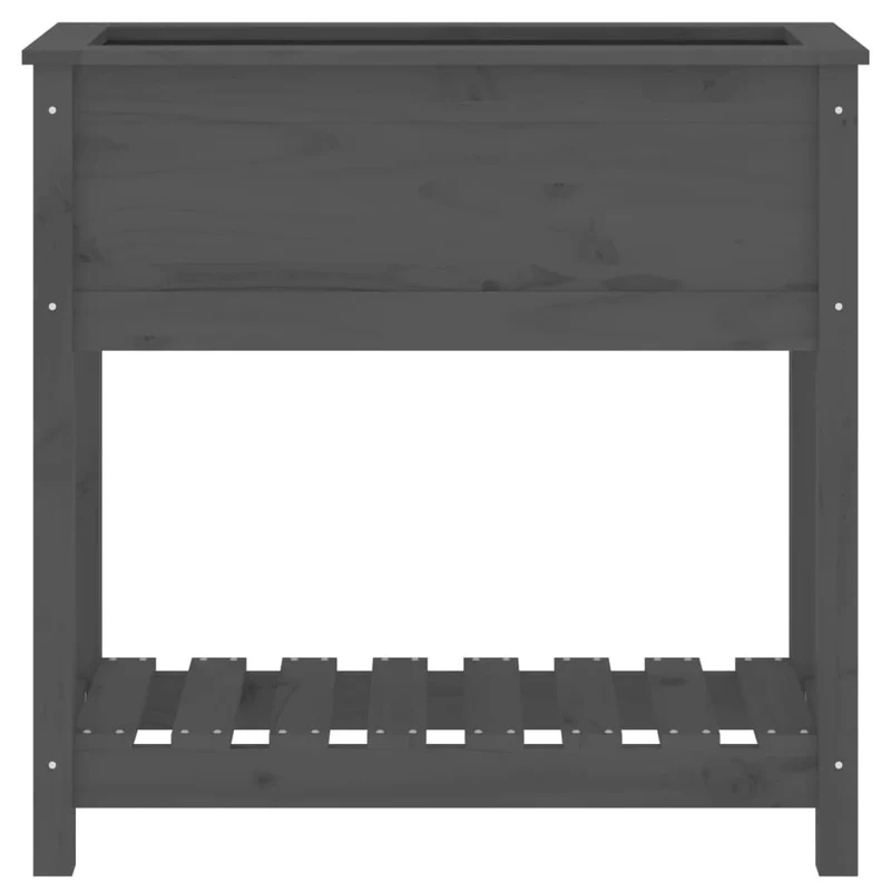 Jardinera Con Estante Madera Maciza Pino Gris 82,5x34,5x81 Cm