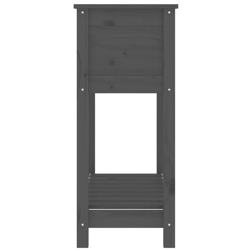 Jardinera Con Estante Madera Maciza Pino Gris 82,5x34,5x81 Cm