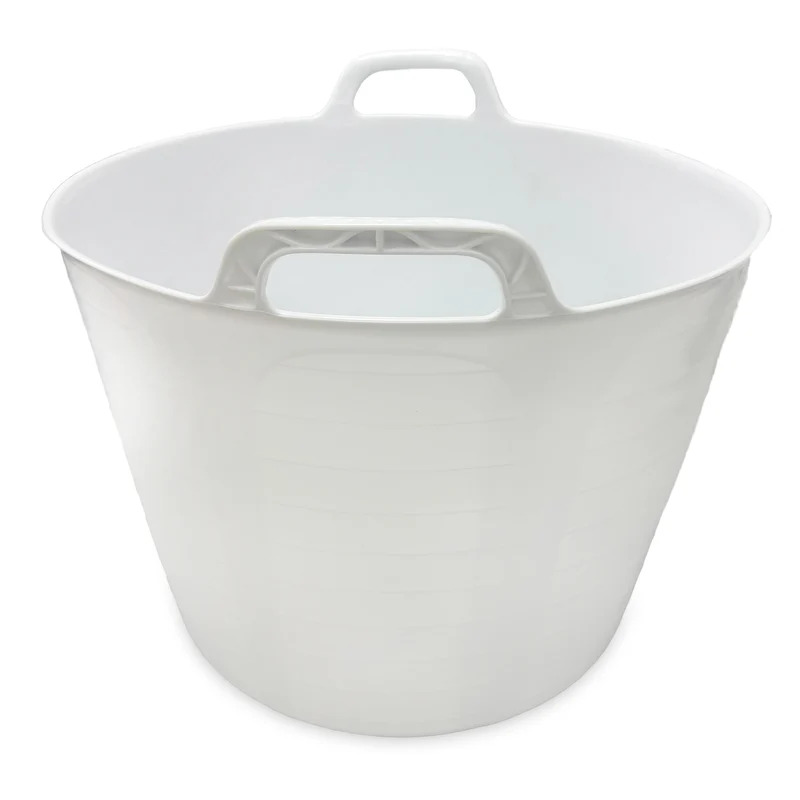 Capazo De Plástico Flexible Para Uso Alimentario. Asa Reforzada (blanco, 42l). Sin Bpas. Restaurantes, Vendimia...