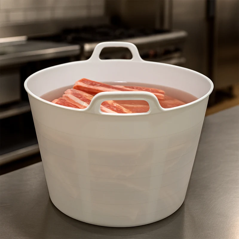Capazo De Plástico Flexible Para Uso Alimentario. Asa Reforzada (blanco, 42l). Sin Bpas. Restaurantes, Vendimia...