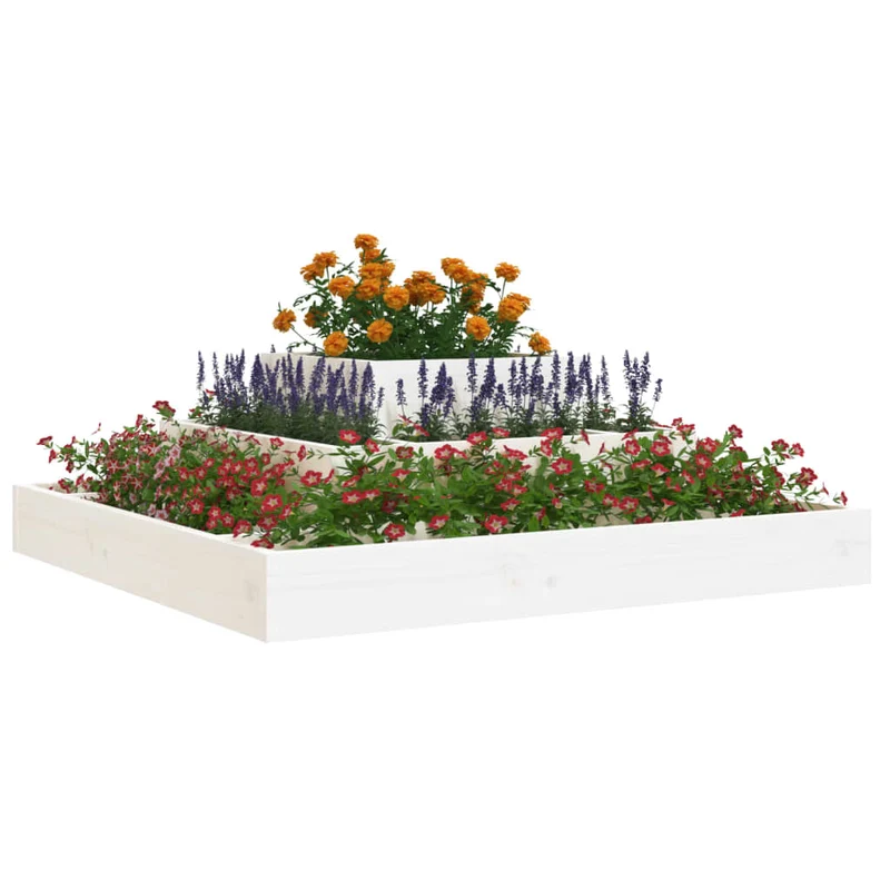 Jardinera De Madera Maciza De Pino Blanco 80x80x27 Cm