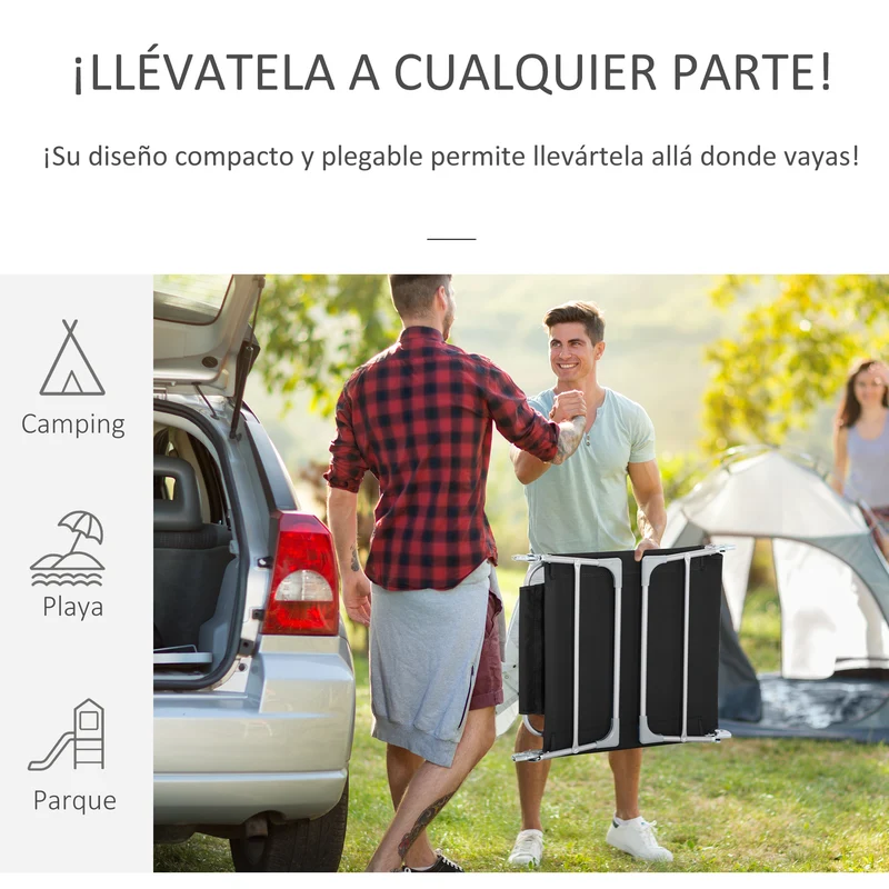 Outsunny Tumbona Reclinable Y Plegable De Jardín Con Respaldo Ajustable Negro