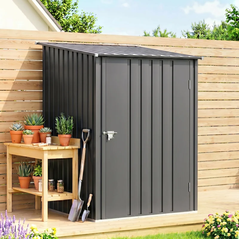 Outsunny Cobertizo De Jardín De Exterior 0,92 M² 100x103x160 Cm Gris Oscuro