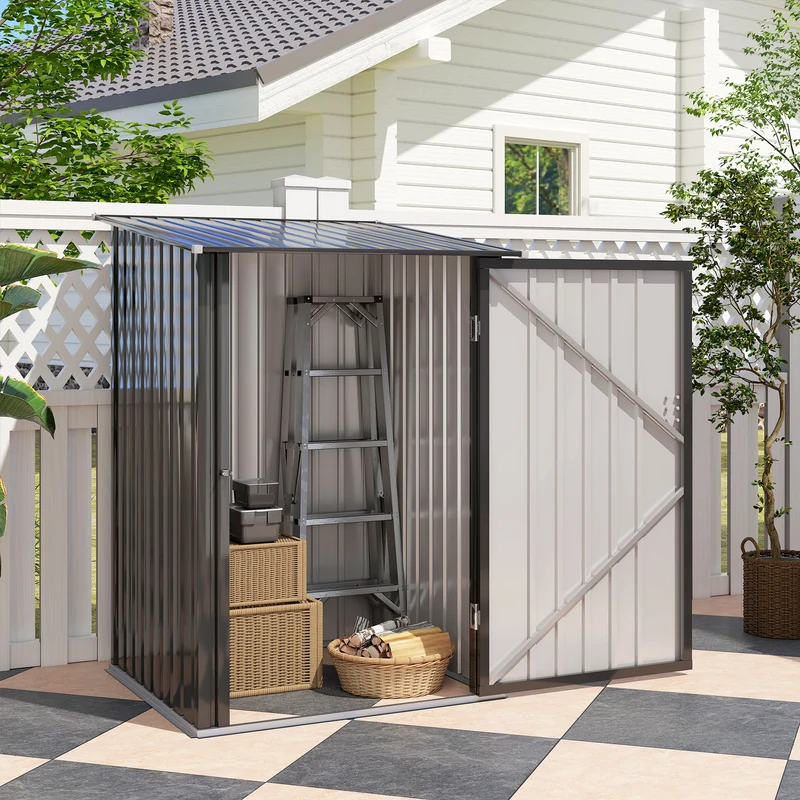 Outsunny Cobertizo De Jardín De Exterior 0,92 M² 100x103x160 Cm Gris Oscuro