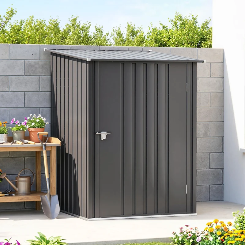 Outsunny Cobertizo De Jardín De Exterior 0,92 M² 100x103x160 Cm Gris Oscuro