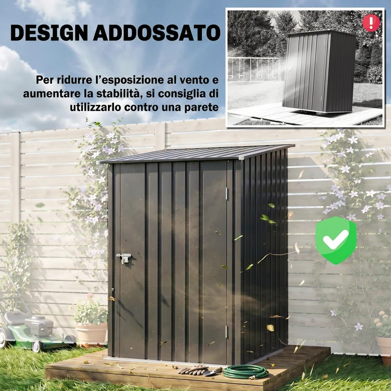 Outsunny Cobertizo De Jardín De Exterior 0,92 M² 100x103x160 Cm Gris Oscuro