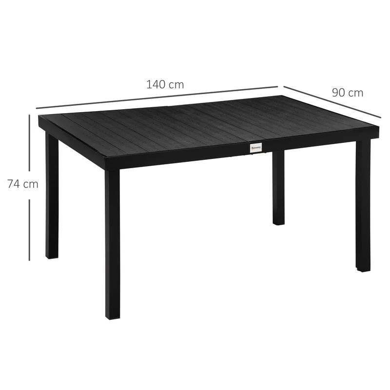 Outsunny Mesa De Jardín De Aluminio Mesa De Comedor Para 6 Personas 140x90x74 Cm