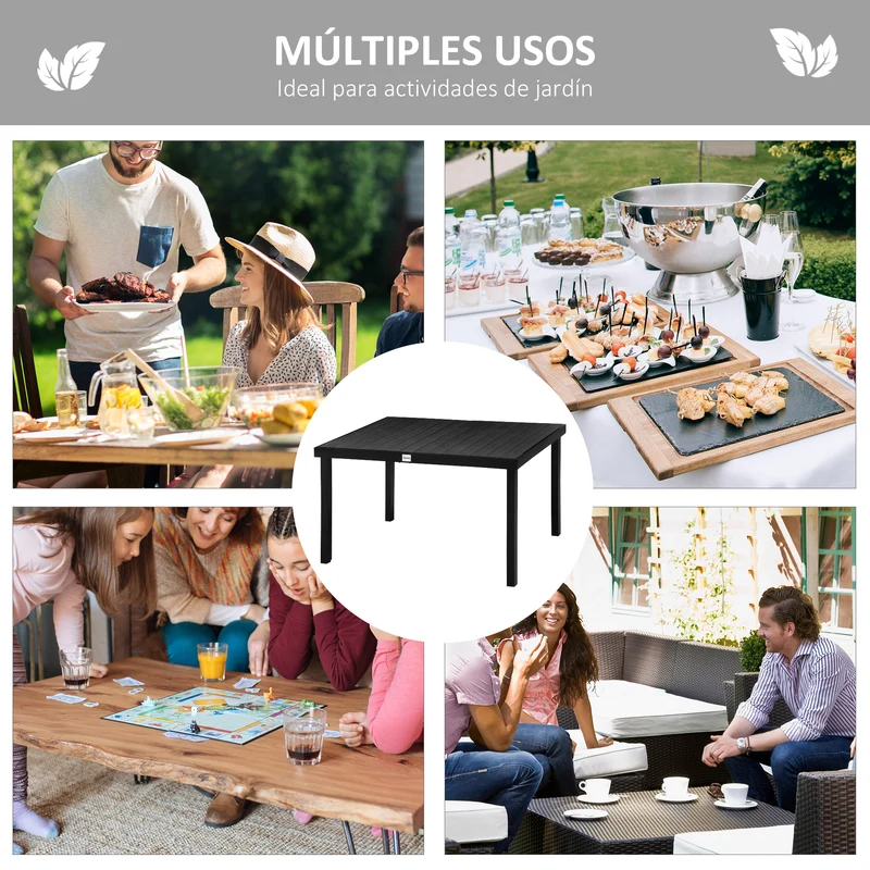 Outsunny Mesa De Jardín De Aluminio Mesa De Comedor Para 6 Personas 140x90x74 Cm