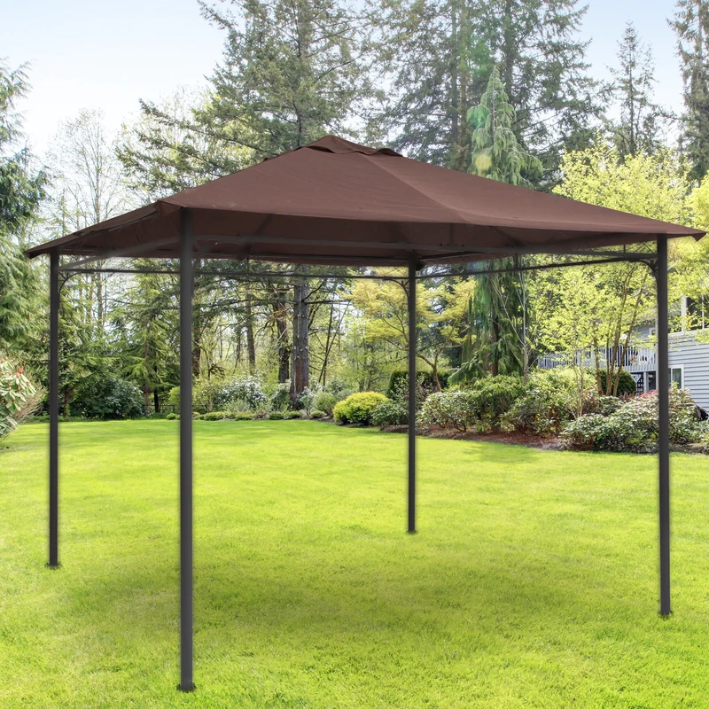 Outsunny Techo De Repuesto 300x300 Cm Cenador De Jardín Con 8 Orificios Café