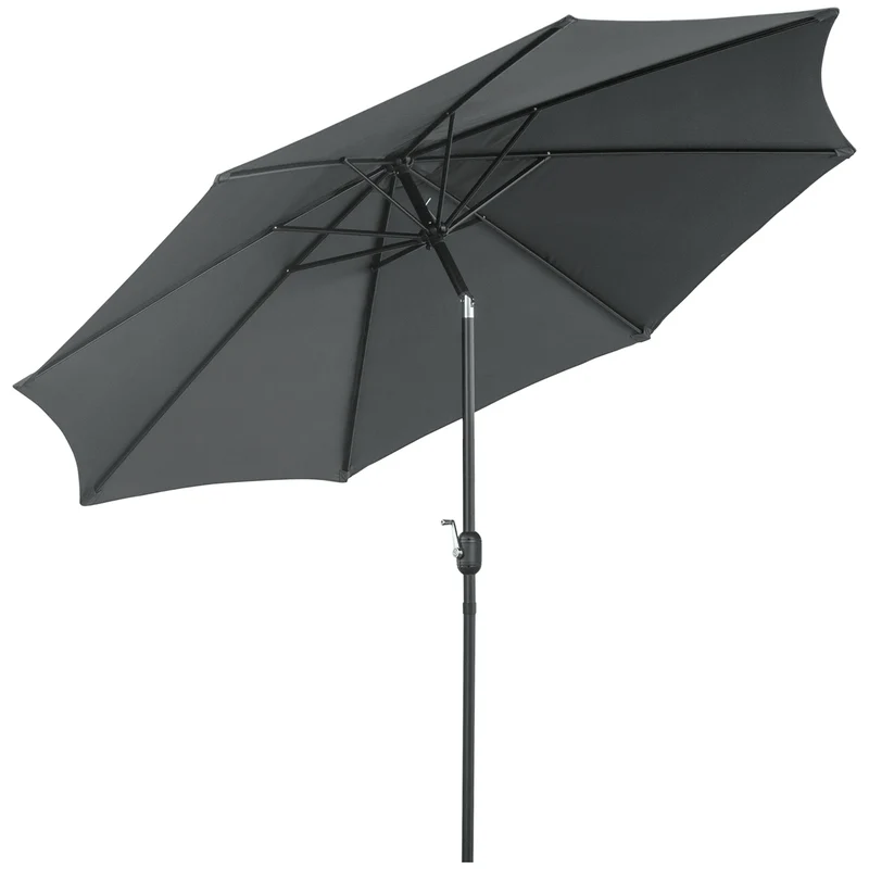 Outsunny Sombrilla De Jardín Ø295x250 Cm Con Manivela E Inclinación Gris Oscuro