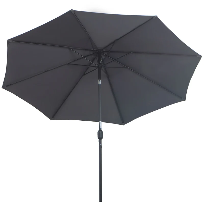 Outsunny Sombrilla De Jardín Ø295x250 Cm Con Manivela E Inclinación Gris Oscuro