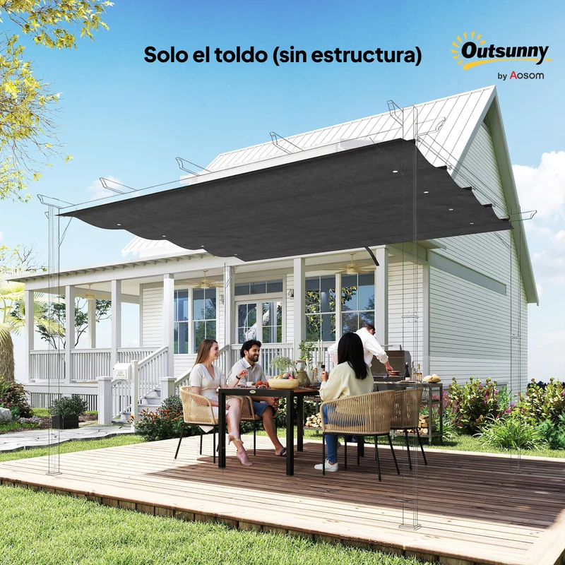 Outsunny Techo De Pérgola Retráctil 3x2,5 M Para Marco De Pérgola De 2,85x2 M