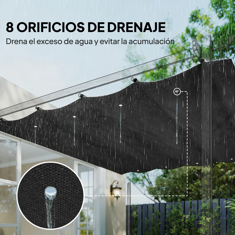 Outsunny Techo De Pérgola Retráctil 3x2,5 M Para Marco De Pérgola De 2,85x2 M