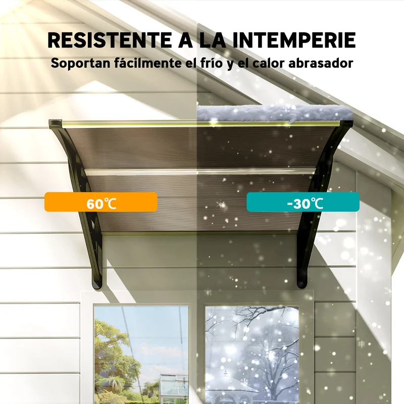 Outsunny Marquesina Exterior 103x96,5 Cm Puertas Y Ventanas Policarbonato Marrón