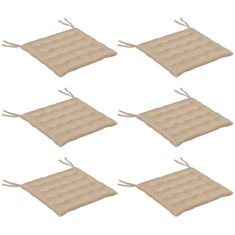 Outsunny Juego De 6 Cojines Para Sillas De Comedor 40x40 Cm Caqui