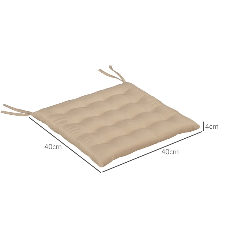 Outsunny Juego De 6 Cojines Para Sillas De Comedor 40x40 Cm Caqui