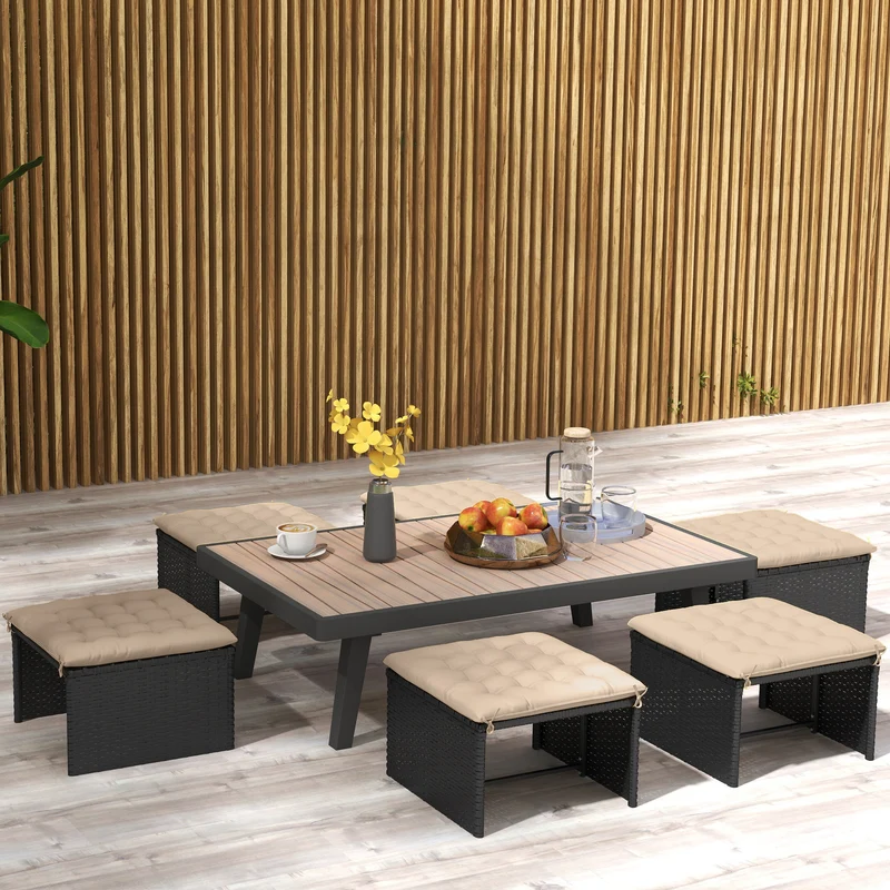 Outsunny Juego De 6 Cojines Para Sillas De Comedor 40x40 Cm Caqui