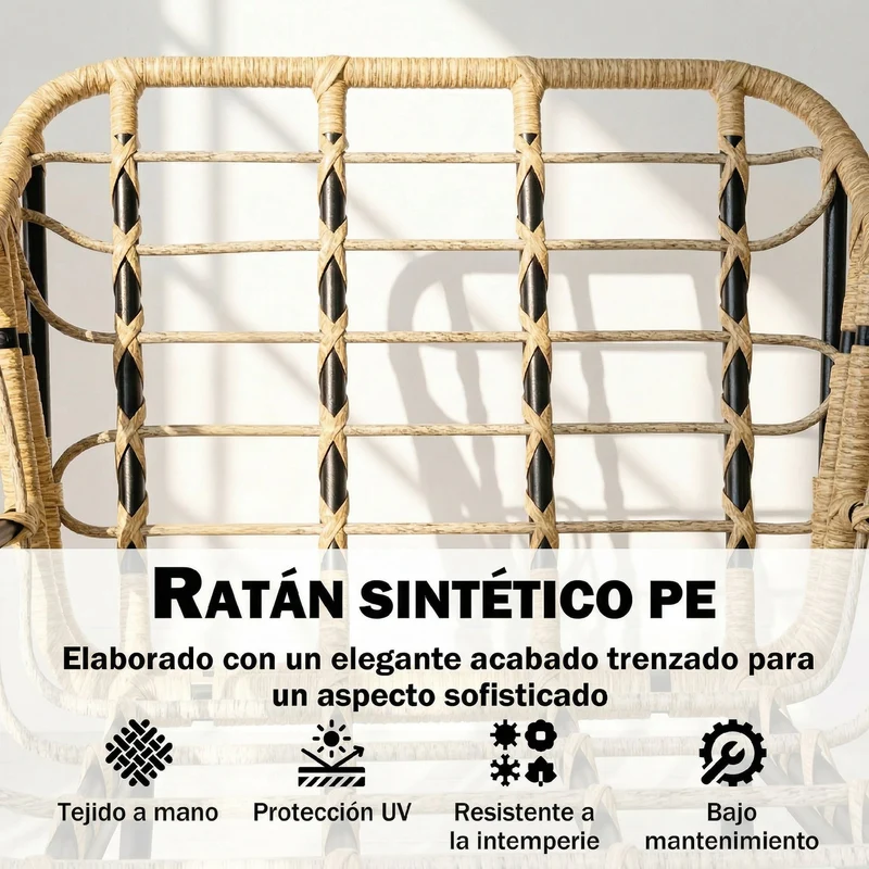 Outsunny Conjunto De Jardín Exterior De 3 Piezas 2 Sillas Con Cojines Mesa Crema