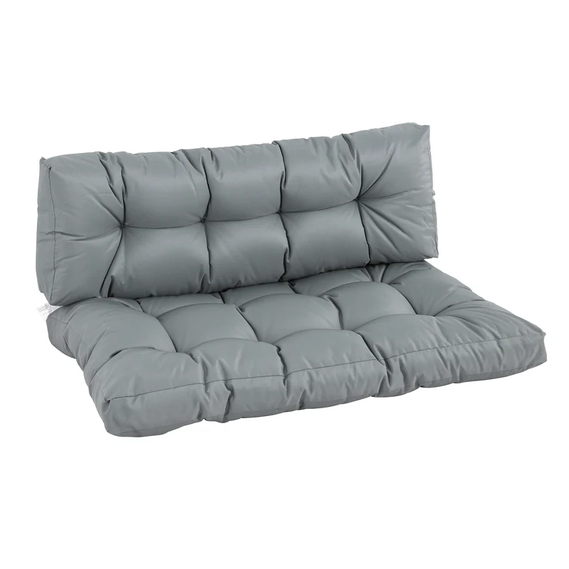 Outsunny Cojín para Banco Cojín para Palé con Respaldo 120x80x12 cm Colchón de Banco para Columpio Hamaca Interior Exterior Gris