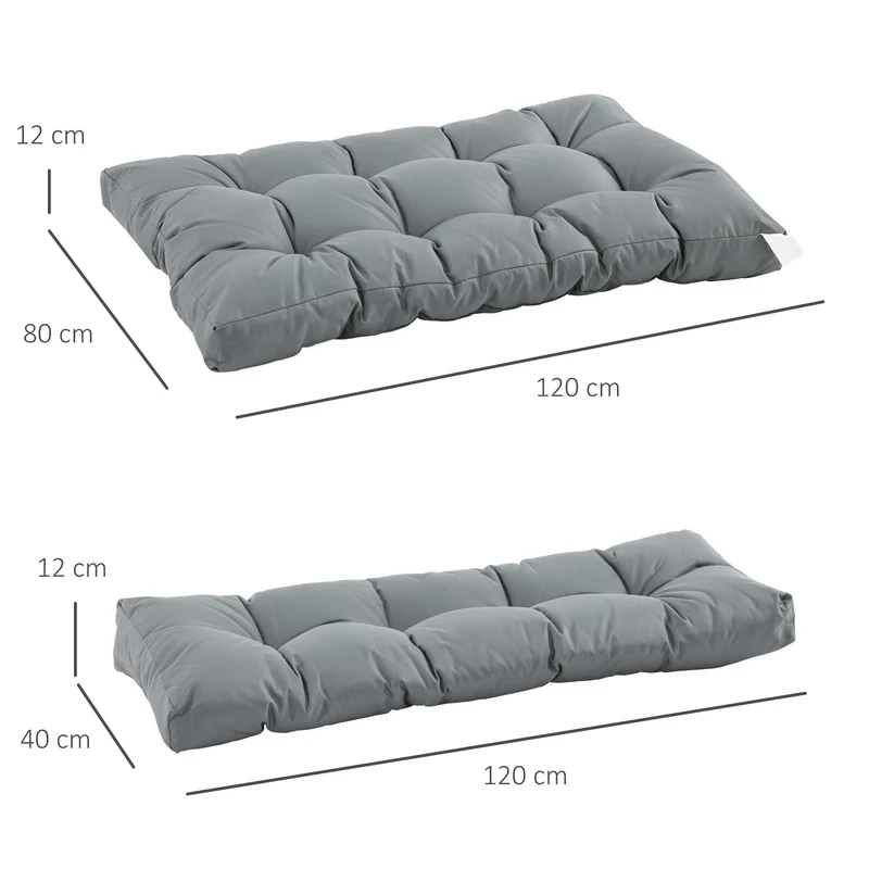 Outsunny Cojín para Banco Cojín para Palé con Respaldo 120x80x12 cm Colchón de Banco para Columpio Hamaca Interior Exterior Gris