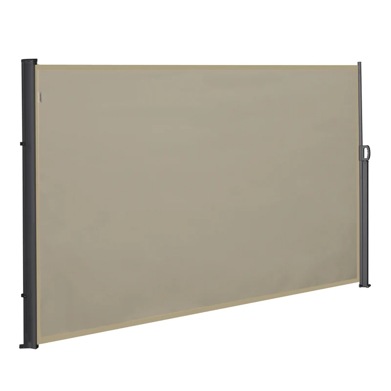 Outsunny Toldo Lateral Retráctil 300x180 cm Pantalla Enrollable Mampara de Privacidad y Protección Solar para Balcón Terraza Color Crema