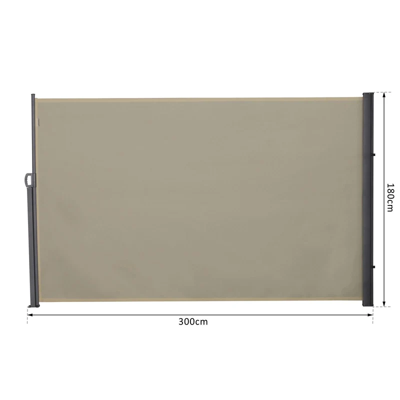 Outsunny Toldo Lateral Retráctil 300x180 cm Pantalla Enrollable Mampara de Privacidad y Protección Solar para Balcón Terraza Color Crema