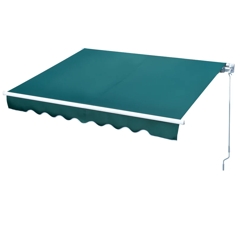 Outsunny Toldo Manual Retráctil con Manivela 250x200 cm de Aluminio Ángulo Ajustable Protección Solar para Ventanas Puertas Balcón Exterior Verde