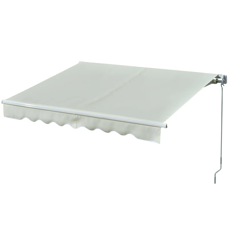 Outsunny Toldo Manual Retráctil con Manivela 250x200 cm de Aluminio Ángulo Ajustable Protección Solar para Ventanas Puertas Balcón Exterior Crema