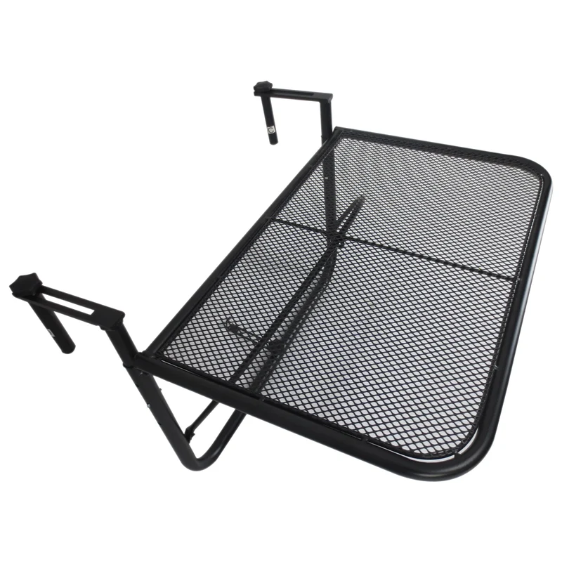 Outsunny Mesa Colgante de Balcón con Brazo Regulable y Altura Ajustable en 3 Posiciones Marco Metálico Carga Máx. 30 kg 60x56,5x45 cm Negro