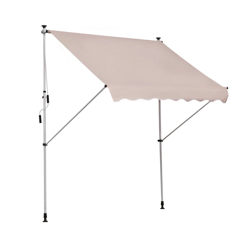 Outsunny Toldo Manual Retráctil Toldo para Balcón con Altura Ajustable Manivela y Protección Solar para Terraza Jardín Beige